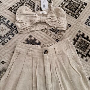 Beige linen pant set